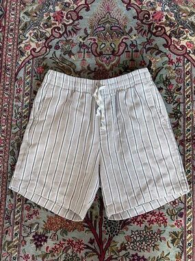 Islandhaze Men's White Shorts with Black Stripe Detail